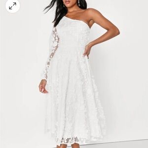 Lulu's White One Shoulder Bridal Gown